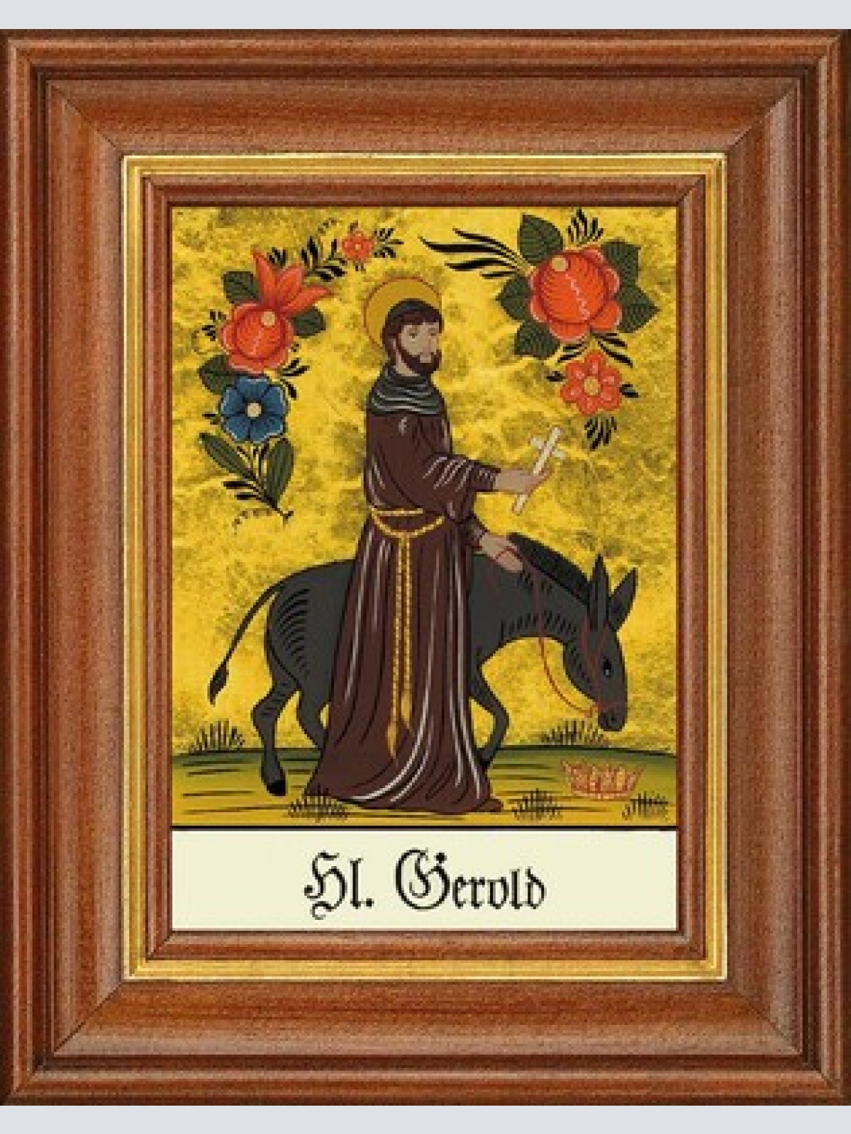 Hinterglasbild - heiliger gerold - patronatsbild taufe namenspatron 12,7x16