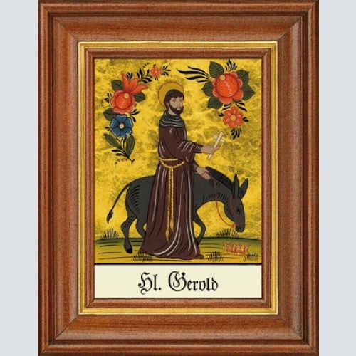 Hinterglasbild - heiliger gerold - patronatsbild taufe namenspatron 12,7x16