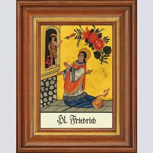 Hinterglasbild - heiliger friedrich - patronatsbild taufe namenspatron 12,7x16