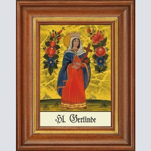 Hinterglasbild - heilige gerlinde - patronatsbild taufe namenspatron 12,7x16
