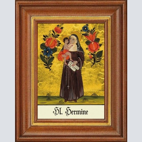 Hinterglasbild - heilige hermine - patronatsbild taufe namenspatron 12,7x16