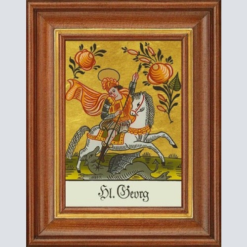 Hinterglasbild - heiliger georg - patronatsbild taufe namenspatron 12,7x16