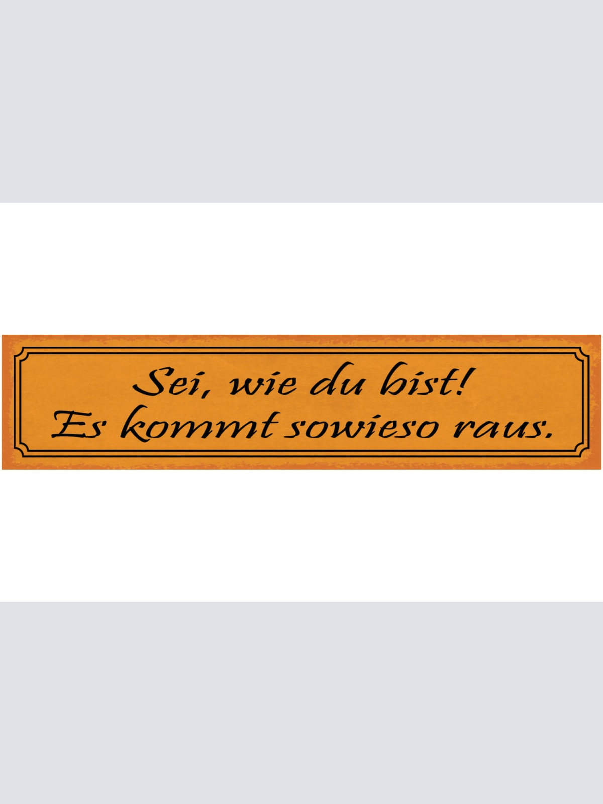 Schild Sei Wie Du Bist Es Kommt Sowieso Raus Einmalig 46 x 10 Blech od. Holz