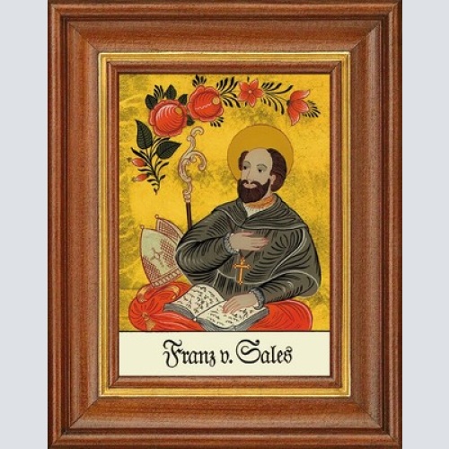 Hinterglasbild - franz von sales - patronatsbild taufe namenspatron 12,7x16