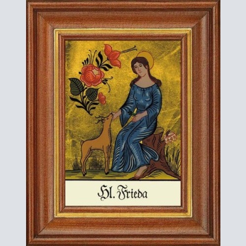 Hinterglasbild - heilige frieda  - patronatsbild taufe namenspatron 12,7x16