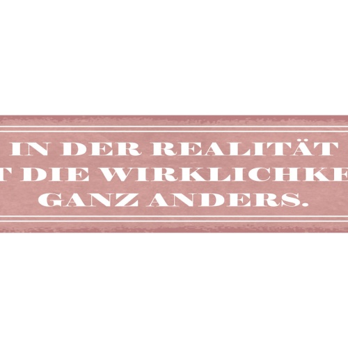 Schild In Der Realität Ist Die Wirklichkeit Ganz Anderes 46 x 10 Blech od. Holz