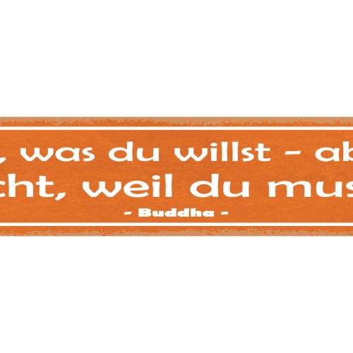 Schild Tu Was Du Willst Aber Nicht Weil Du Musst Buddha 46 x 10 Blech od.Holz