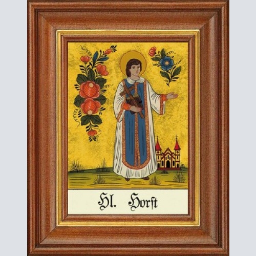 Hinterglasbild - heiliger horst - patronatsbild taufe namenspatron 12,7x16