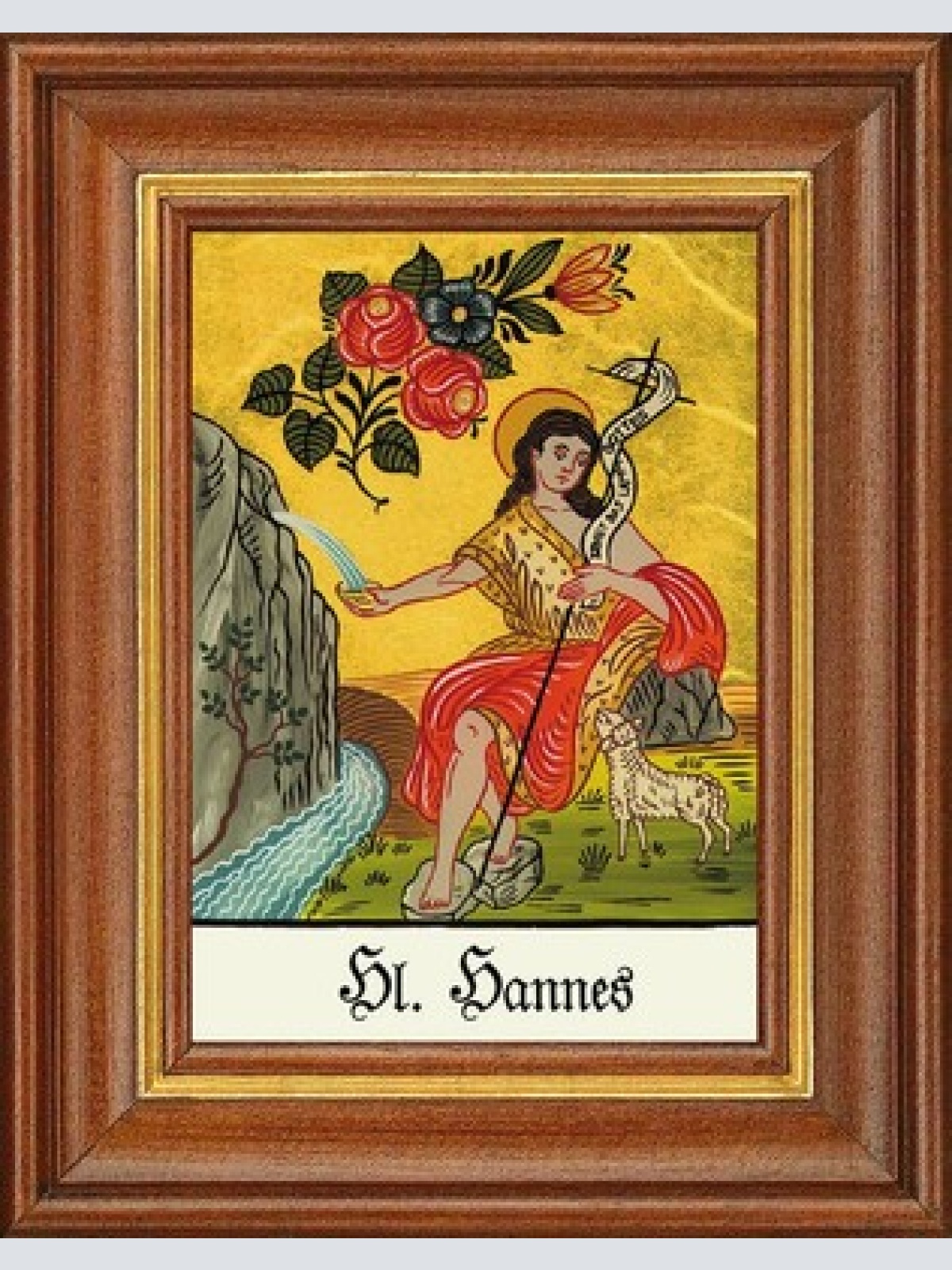 Hinterglasbild - heiliger hannes - patronatsbild taufe namenspatron 12,7x16