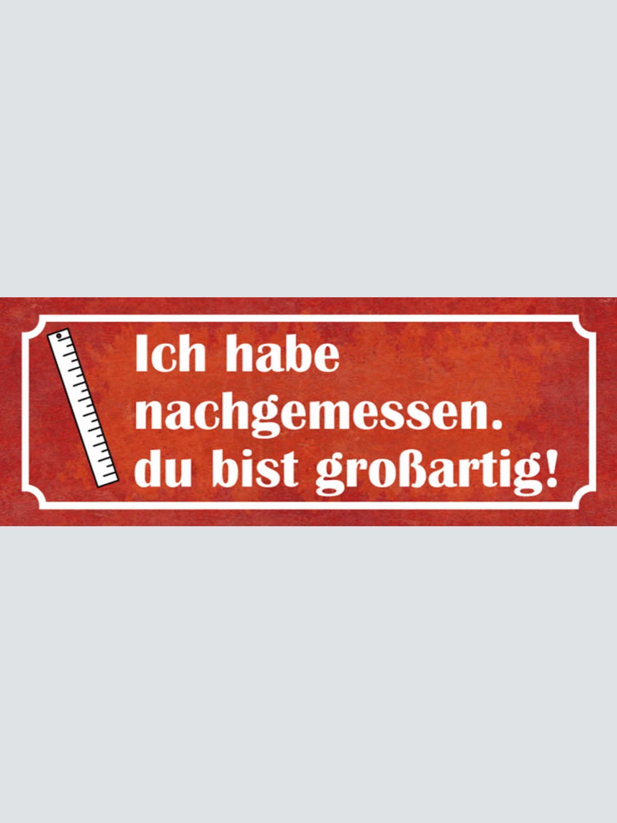 Schild Ich Habe Nachgemessen Du Bist Großartig Liebe Freunde 27x10 Blech od.Holz