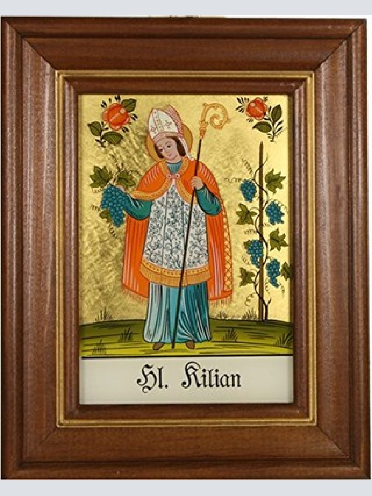 Hinterglaswerkstätten - Hinterglasbild/Patronatsbild Hl. Kilian mit braun