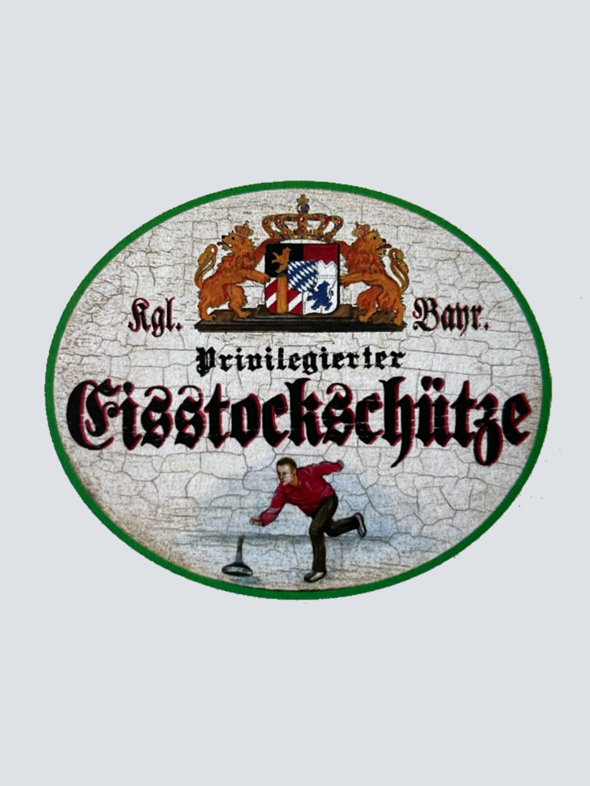 Nostalgie Holzschild Bayern Königlich Bayerischer Privilegierter Eisstockschütze