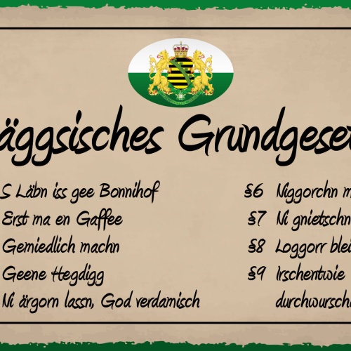 Schild Säggsisches Grund Gesetz Deutschland 12x18 / 20x30 / 30x40 Blech od. Holz