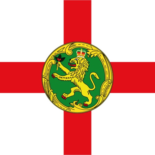 Schild Flagge Alderney Grossbritannien Fahne 12x18 / 20x30 / 30x40 Blech od.Holz