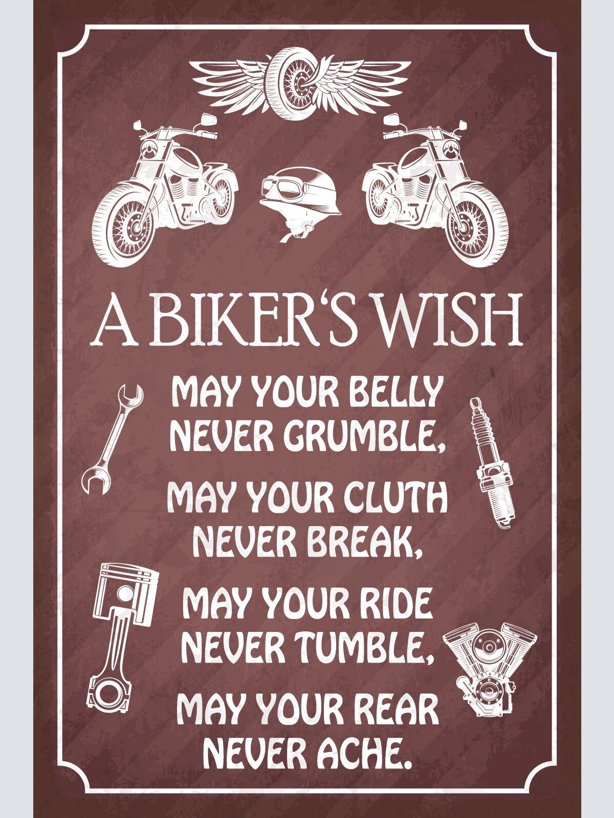 Schild Biker Wish Motorrad Fahrer Wunsch 12x18 / 20x30 / 30x40 Blech od. Holz