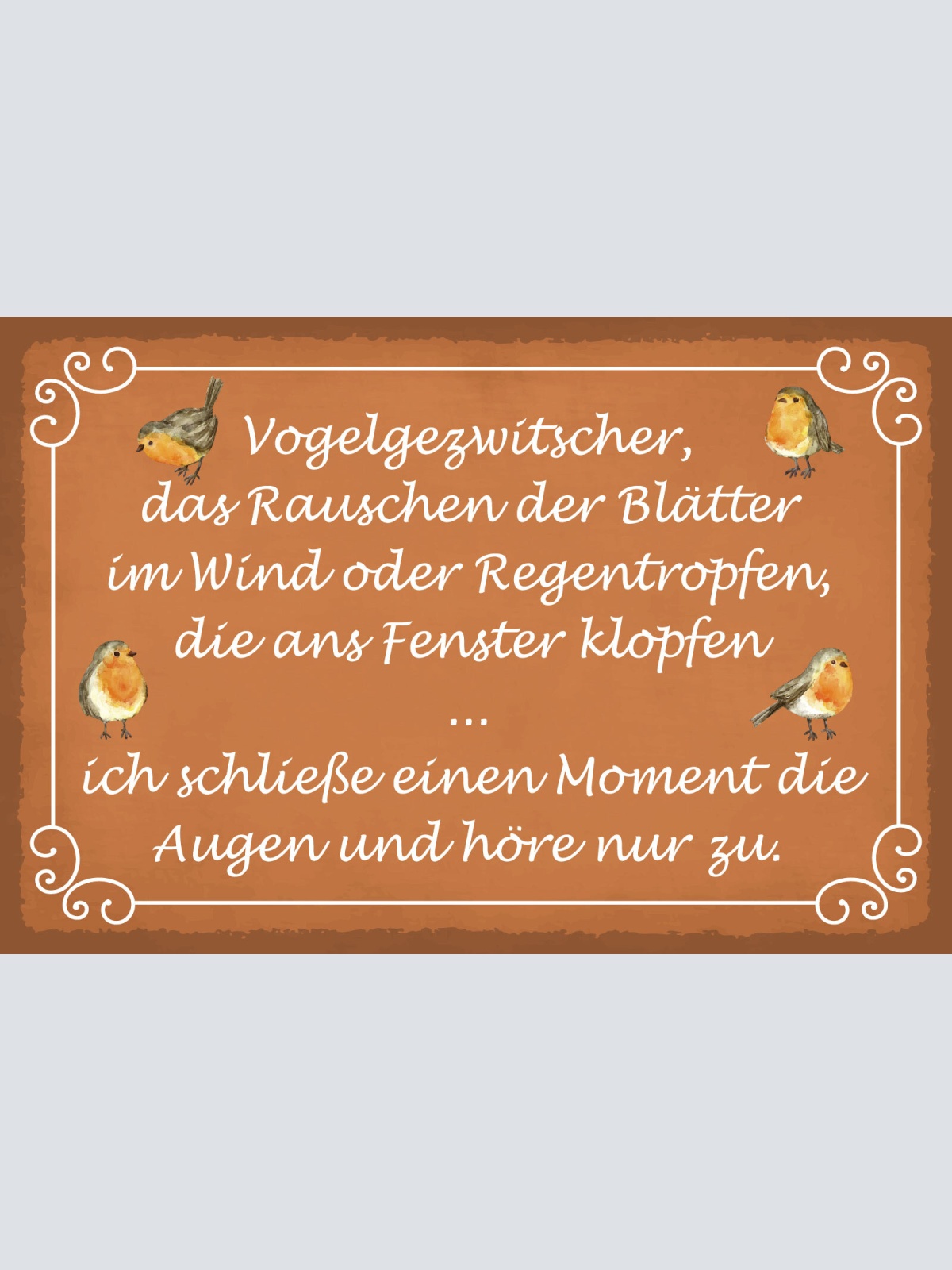 Schild Moment Zuhören Ruhe Natur Meditation 12x18 / 20x30 / 30x40 Blech od. Holz