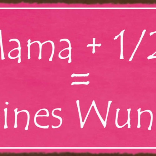 Schild 1/2 Mama & 1/2 Papa = Kleines Wunder Baby Kind Geburt 27x10 Blech od.Holz