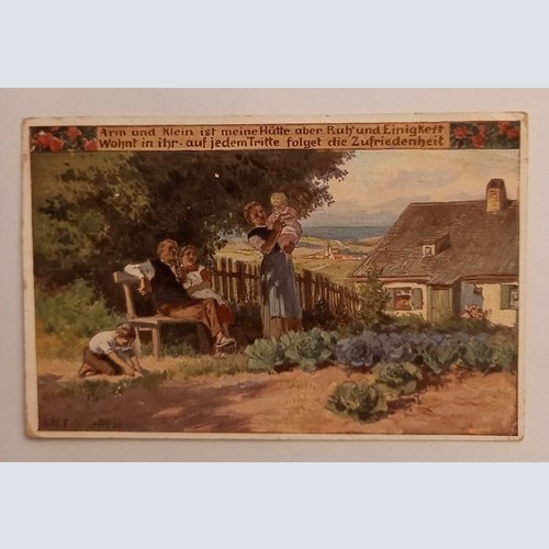 Korrespondenz Karte, Familie mit Haus 500116A gr D