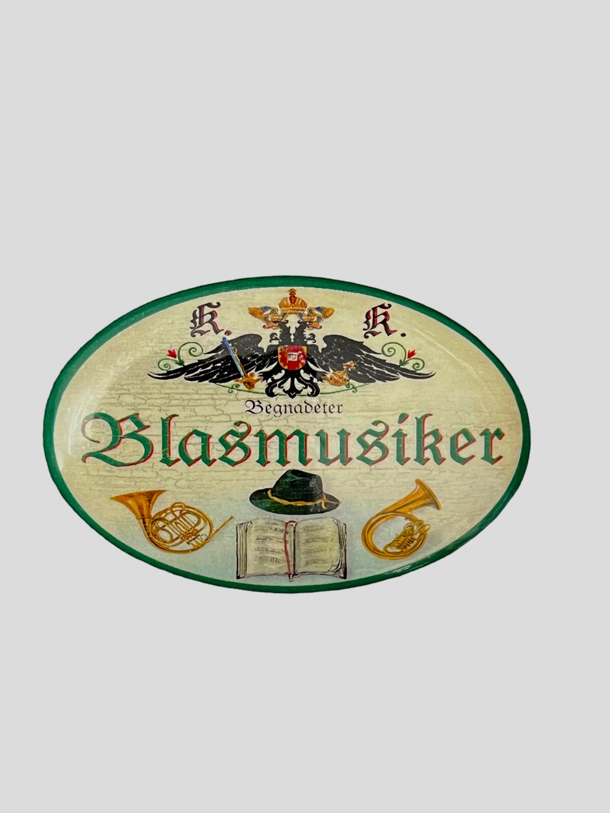 K&K Nostalgie Flaschenöffner Blasmusik Magnet Begnateter Blasmusiker 7x4,5cm