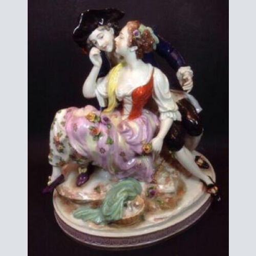 Ludwigsburg Porzellan ?  " Verliebtes Paar " um 1820 28 x 27 cm  12614