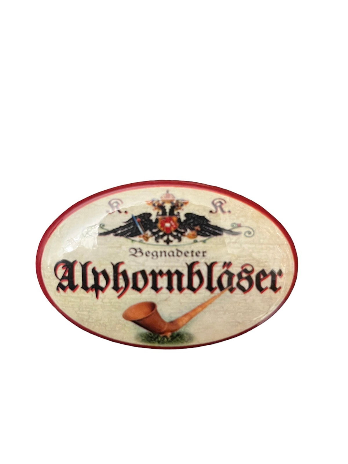 K&K Nostalgie Flaschenöffner Alpenhorn Magnet Alpenhornbläser 7x4,5cm