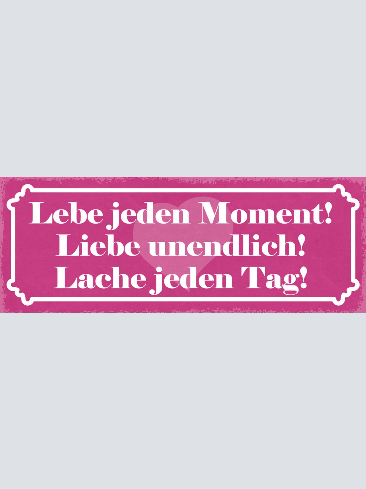 Schild Lebe Jeden Moment Liebe Unendlich Lache Jeden Tag 27x10 Blech od.Holz
