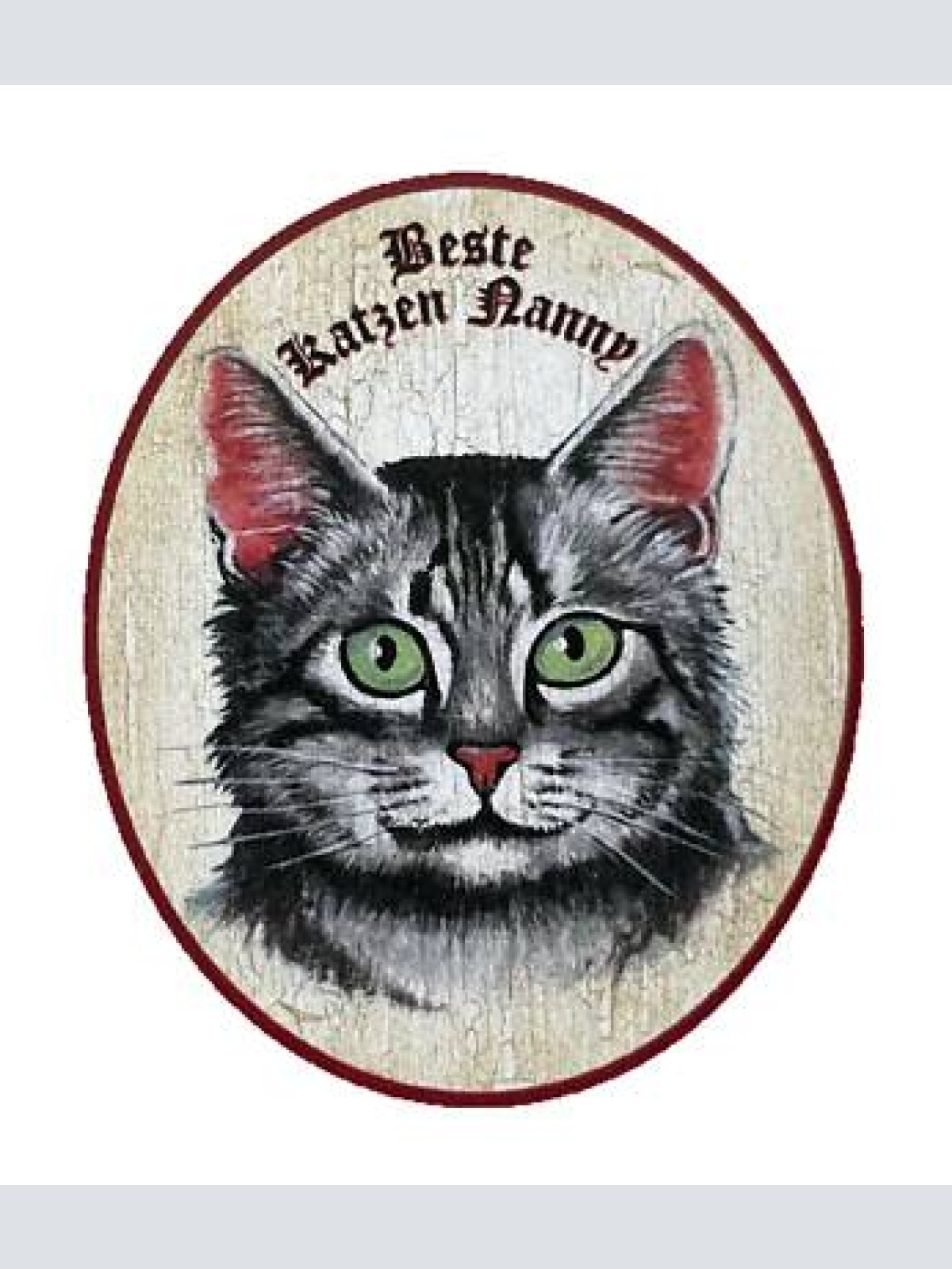 Kuk nostalgie holzschild “beste katzen nanny“ katze sitterin tabby getigert grau