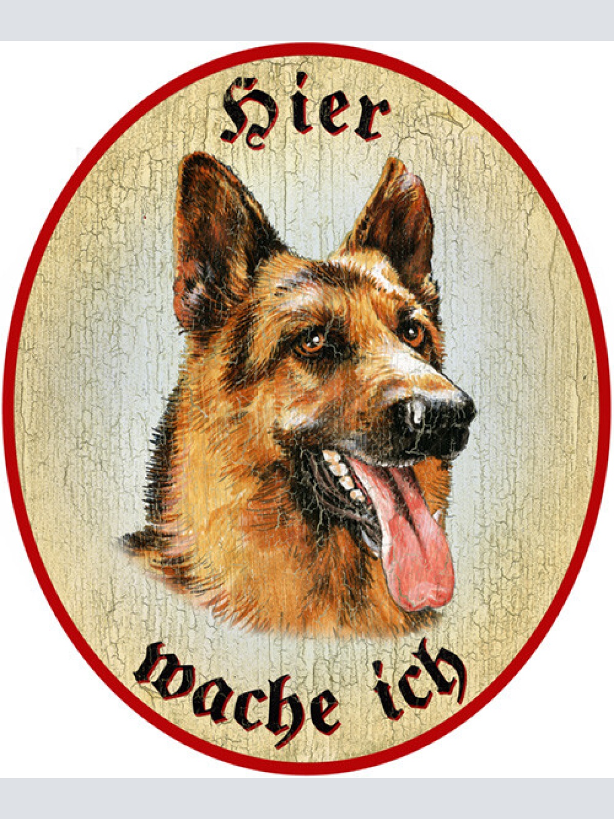 KuK Nostalgie Holzschild "Hier wache ich" Schäferhund Hund