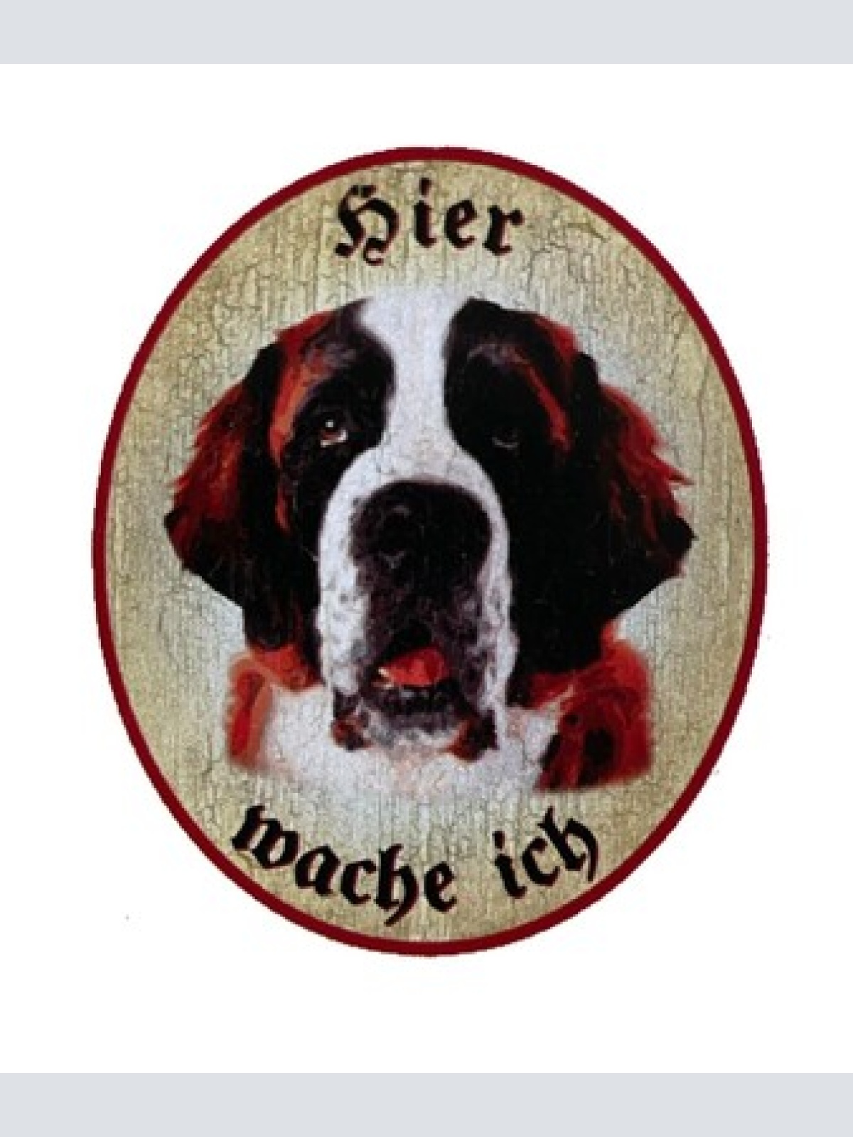 KuK Nostalgie Holzschild "Hier wache ich" Bernhardiner Hund