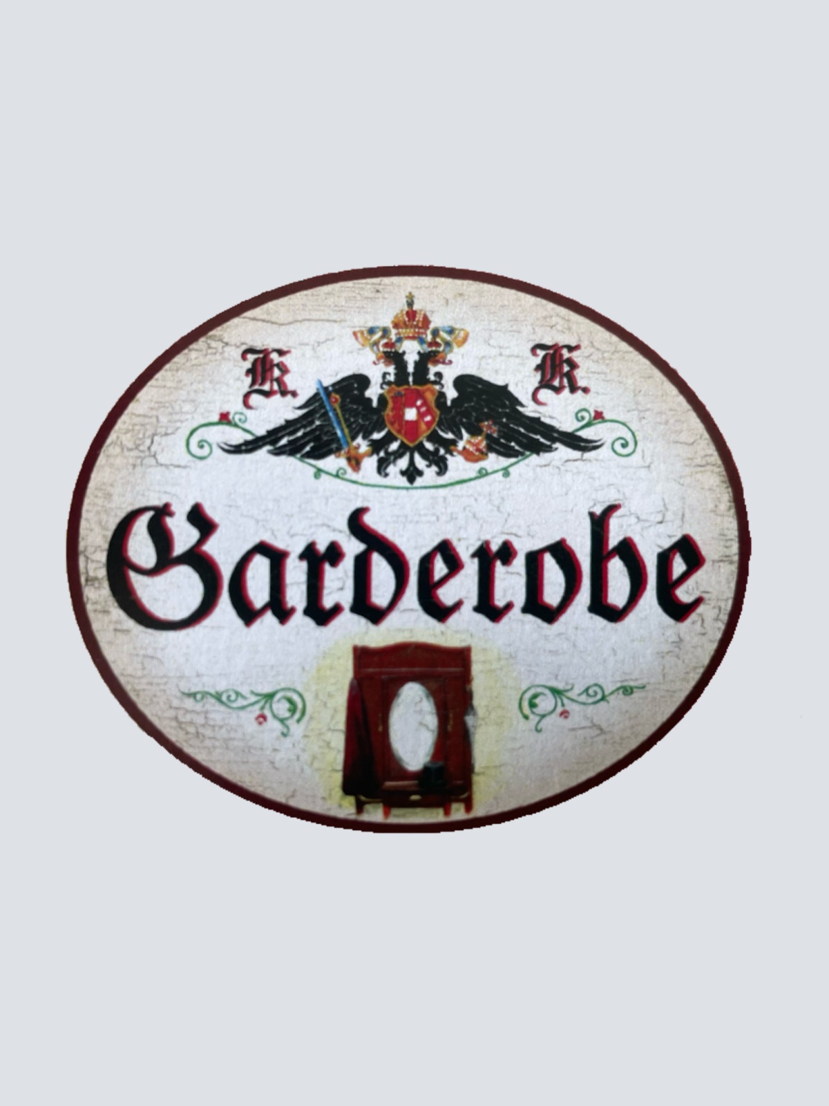 KuK Nostalgie Holzschild “Garderobe“ Kleider Schrank Spiegel Kasten Kleidung