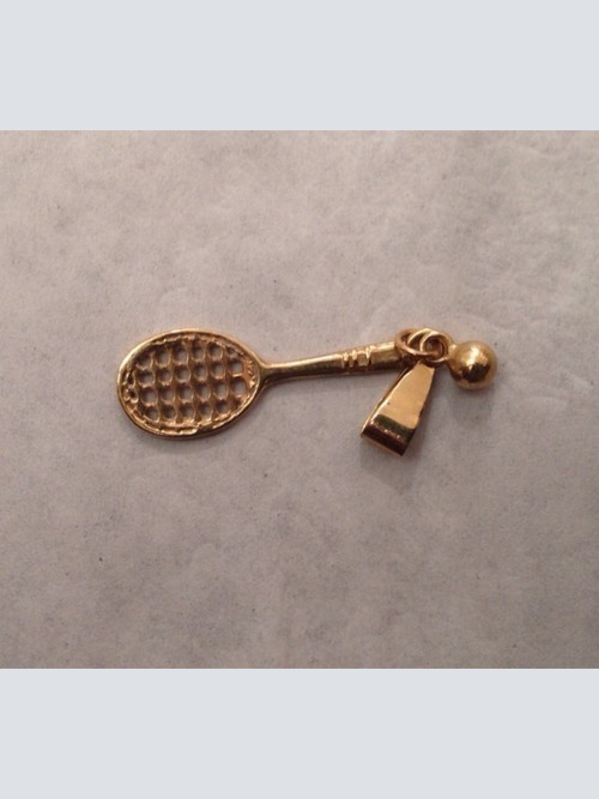 585 Gold Anhänger Tennisschläger mit Ball 3 cm 12518