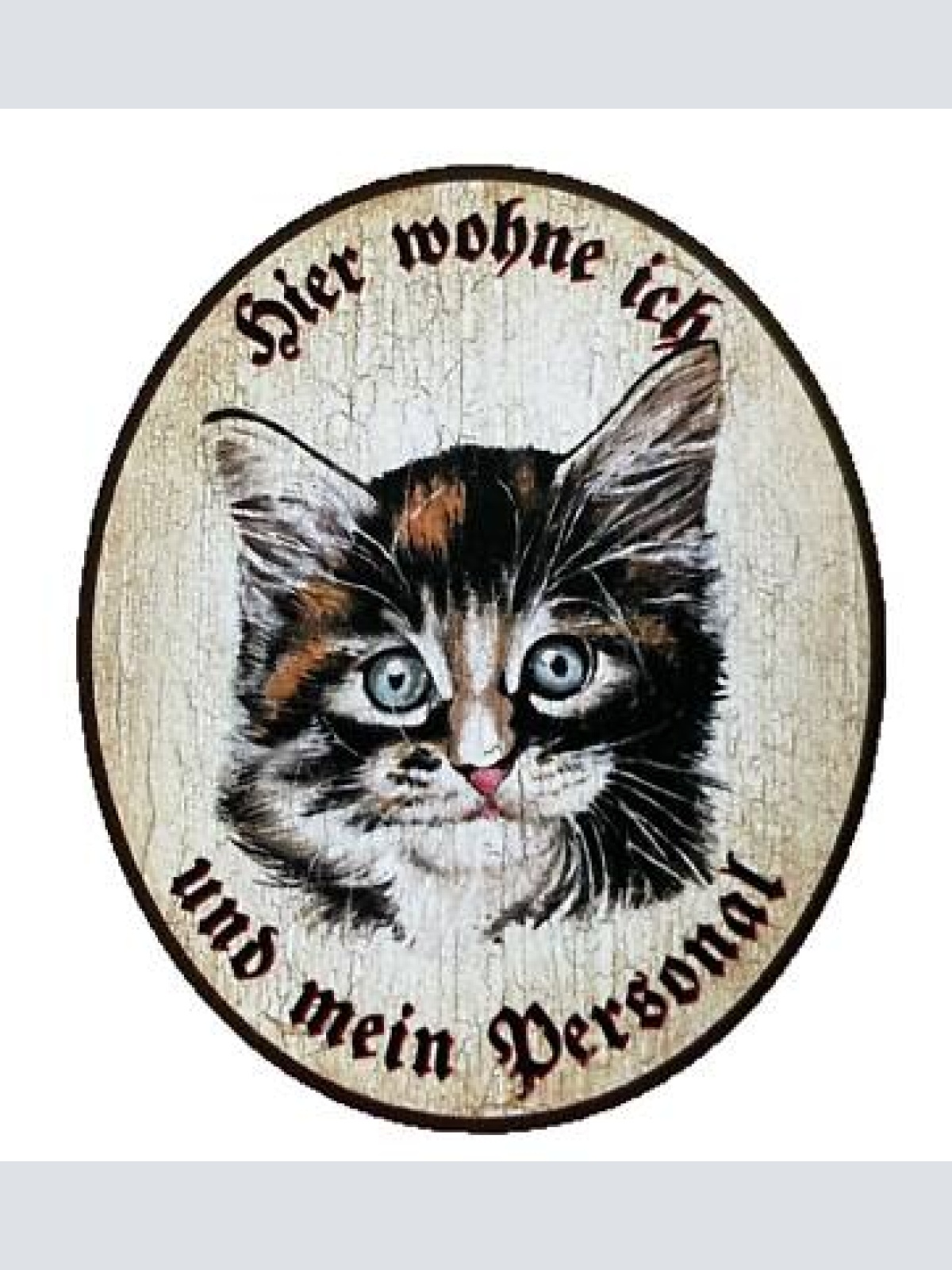 Kuk nostalgie holzschild "hier wohne ich und mein personal“  katze junges baby