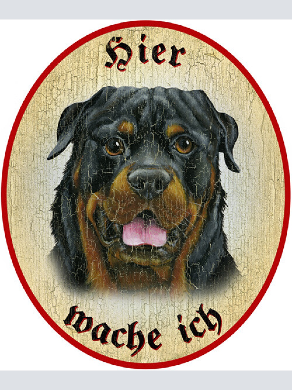 KuK Nostalgie Holzschild "Hier wache ich" Rottweiler Hund