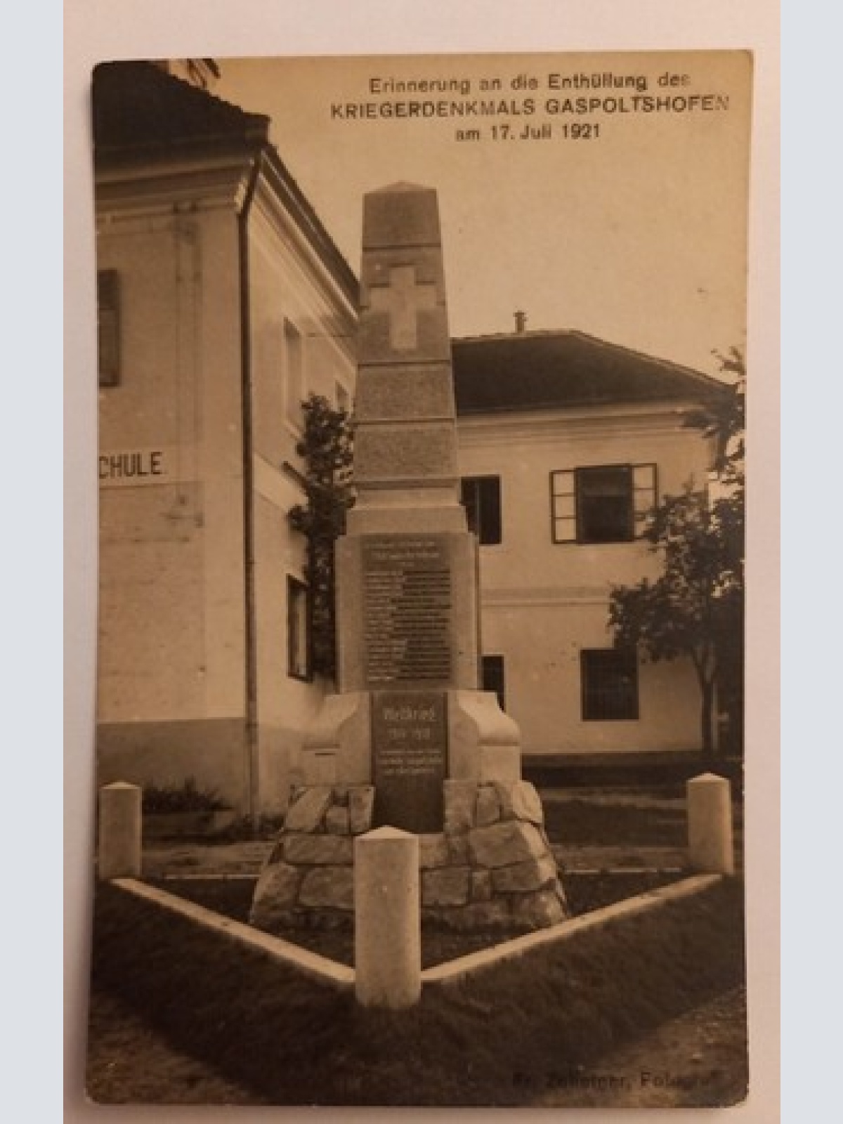 Erinnerung an das Kriegerdenkmals Gaspoltshofen am 17.Juli 1921, 500103A gr D