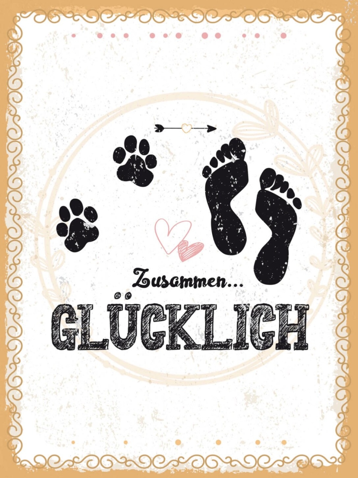 Schild Zusammen Glücklich Mensch Hund Haus Tier 12x18 20x30 30x40 Blech/Holz