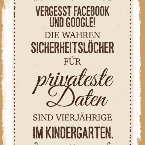 Schild Wahre Sicherheitslücken Private Daten Kinder 12x18 20x30 30x40 Blech/Holz