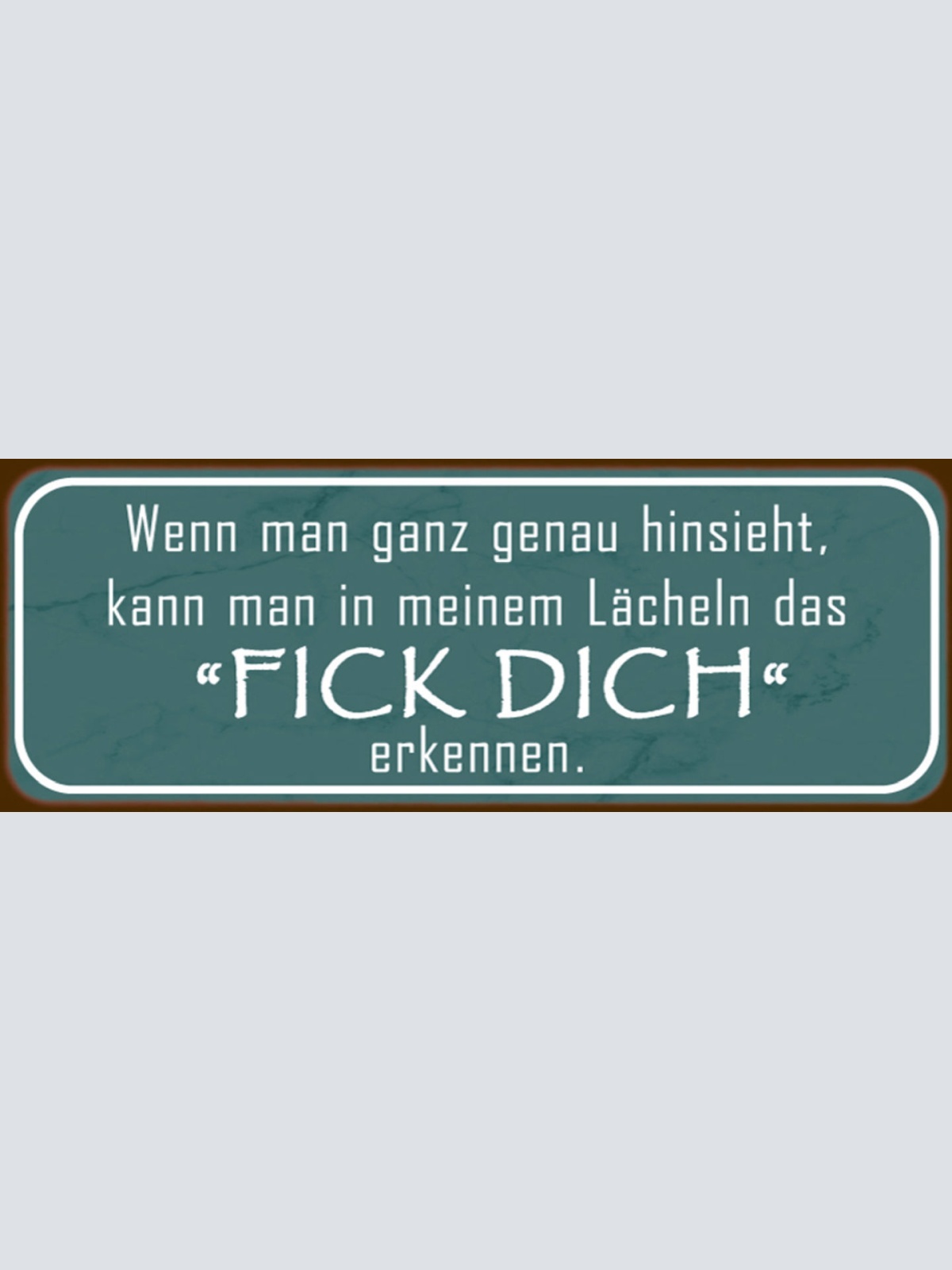 Schild Wenn Man Ganz Genau Hinsieht Kann In Meinem Lächeln Fick Dich Erkennen