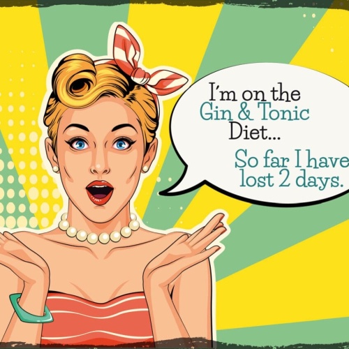 Schild I'm On The Gin & Tonic Diet 2 Days Alkohol 12x18 20x30 30x40 Blech/Holz
