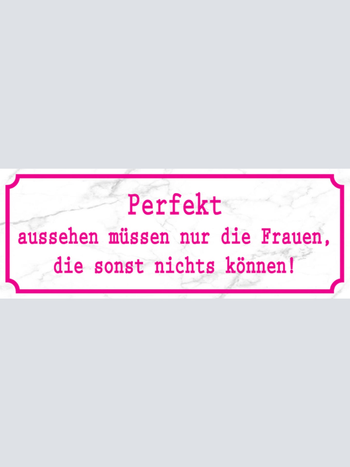 Schild Perfekt Aussehen Müssen Nur Die Frauen Die Sonst Nichts Können 27x10