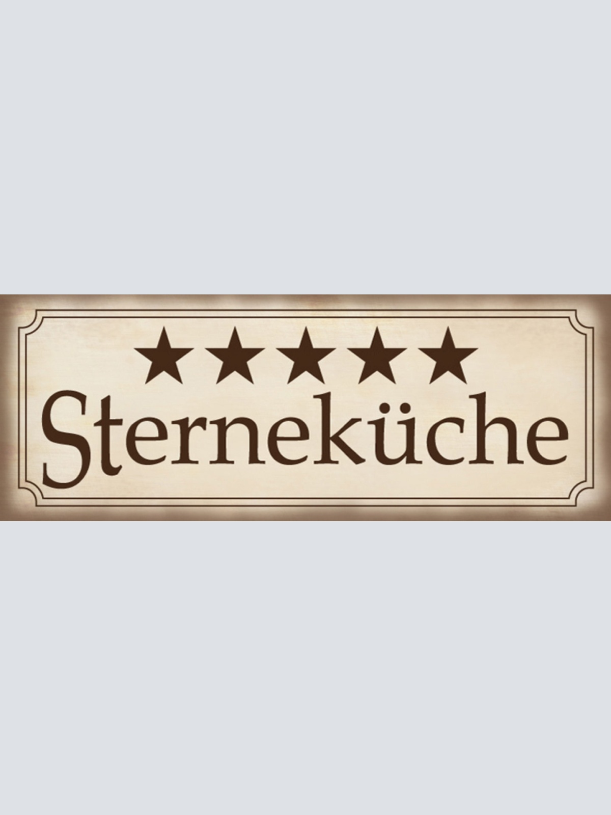 Schild Fünf Sterne Küche Koch Kochen Restaurant Essen 27 x 10 Blech od.Holz