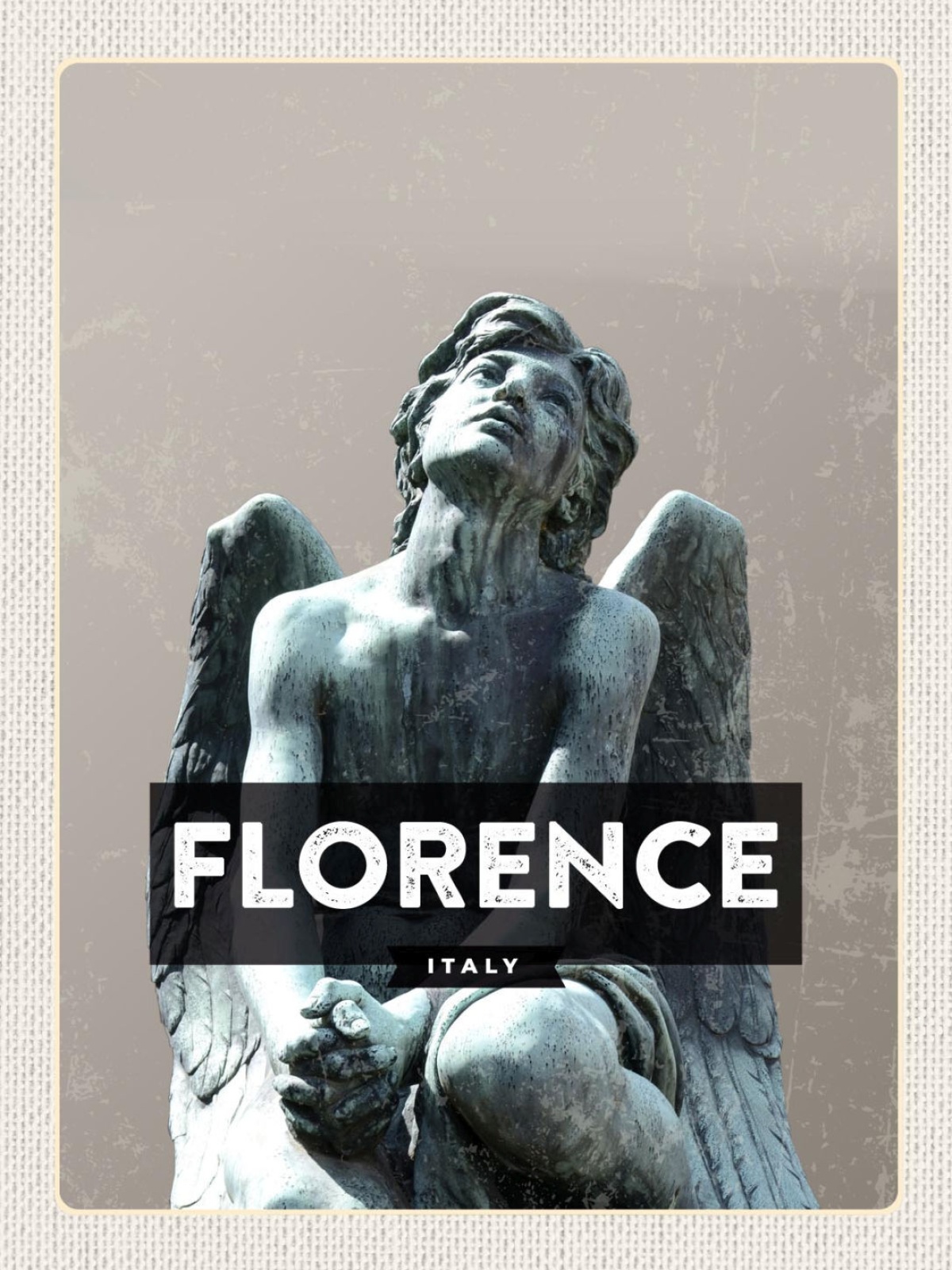 Schild Florence Italy Florenz Italien Engel Statue 12x18 20x30 30x40 Blech/Holz