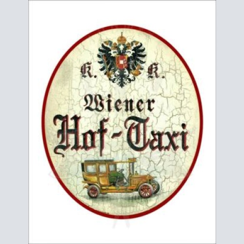 Kuk nostalgie holzschild - wiener hof-taxi - auto oldtimer th