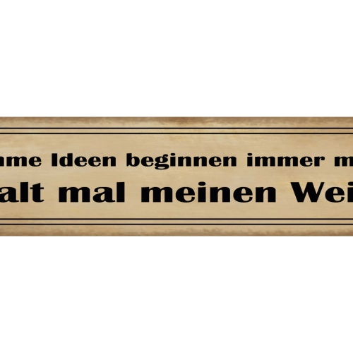 Schild Dumme Ideen Wein Halten Glas Alkohol Betrunken Bar 46 x 10 Blech od. Holz