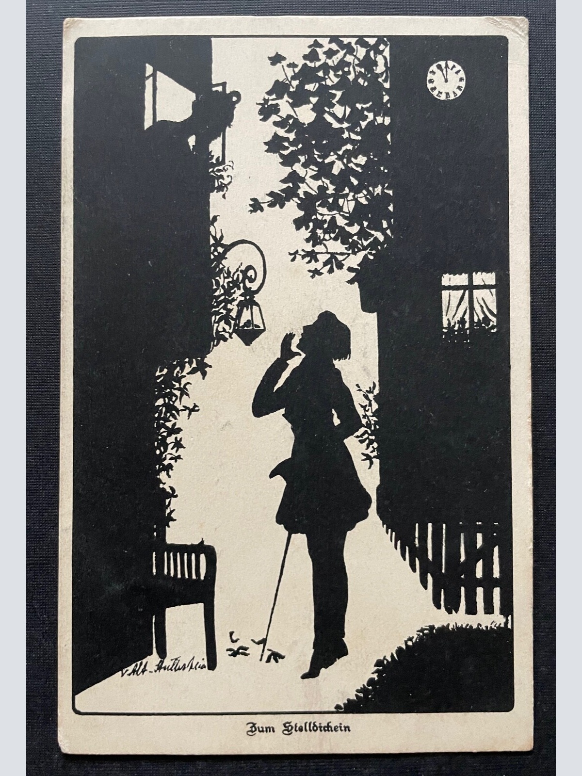 Zum Stelldichein Scherenschnitt Silhouette Paar Frau Mann Fenster Liebe 400462TH