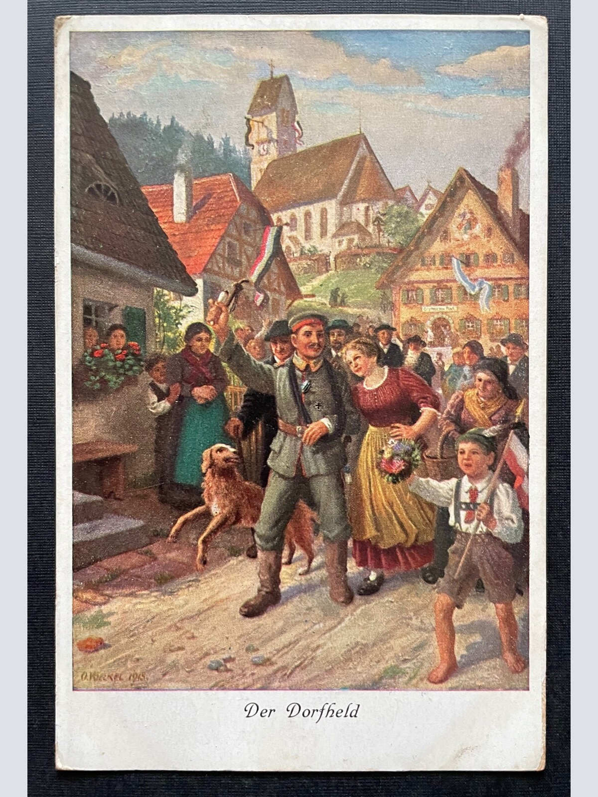 Der Dorfheld Feier Stadt Kirche Hund Kind Fahne Soldat Militär Krieg 400448 TH D