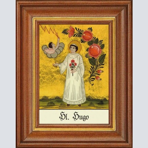 Hinterglasbild - heiliger hugo - patronatsbild taufe namenspatron 12,7x16