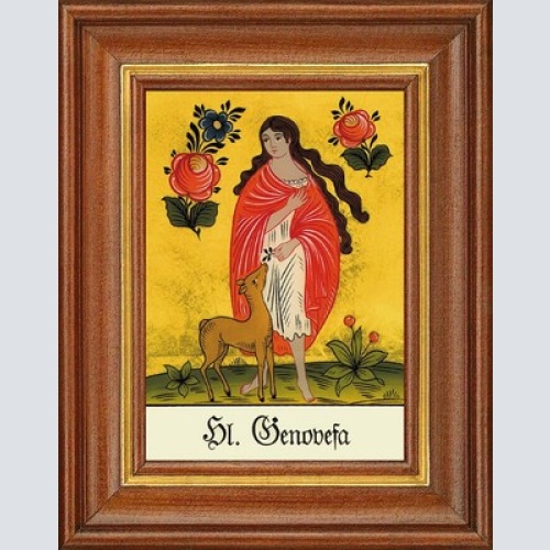 Hinterglasbild - heilige genovefa - patronatsbild taufe namenspatron 12,7x16
