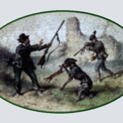 Nostalgie Holzschild Jäger Frettchen Jagd Jagen Hund Schild