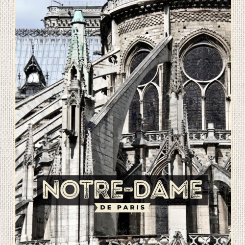 Schild Notre-Dame De Paris Frankreich Kathedrale 12x18 20x30 30x40 Blech/Holz