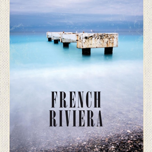 Schild French Rivera Côte d’Azur Frankreich Haus 12x18 20x30 30x40 Blech/Holz